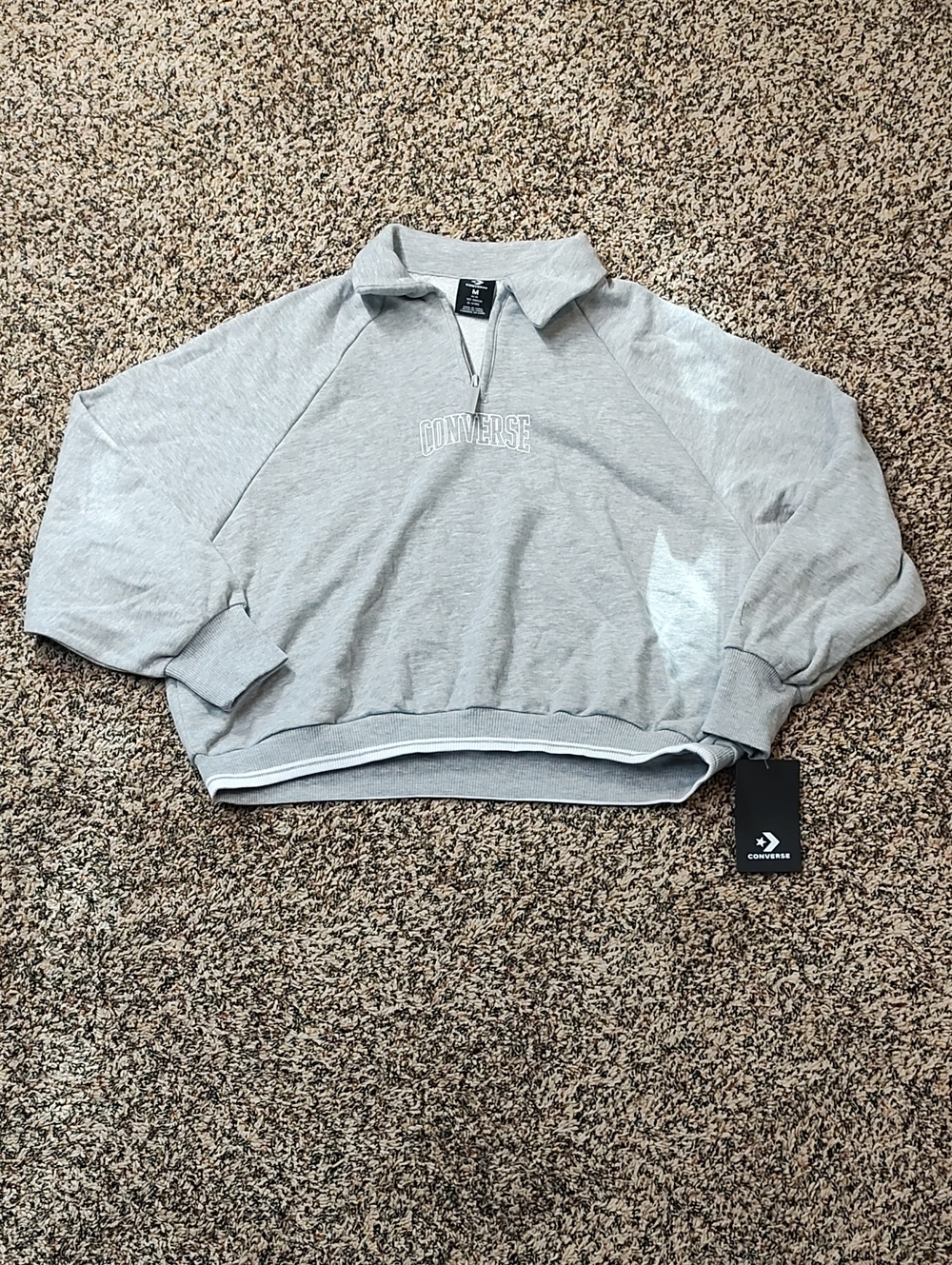 Converse | Girls Light Gray Quarter-Zip Pullover